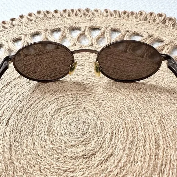 Ralph Lauren Vintage Mini Round Oval Brown Lens Metal Frame Y2K 90s Sunglasses - Picture 10 of 10